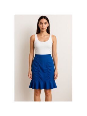 Anthropologie HD Paris Size 4 Blue Winnow Trumpet Tulip Peplum Skirt Officecore